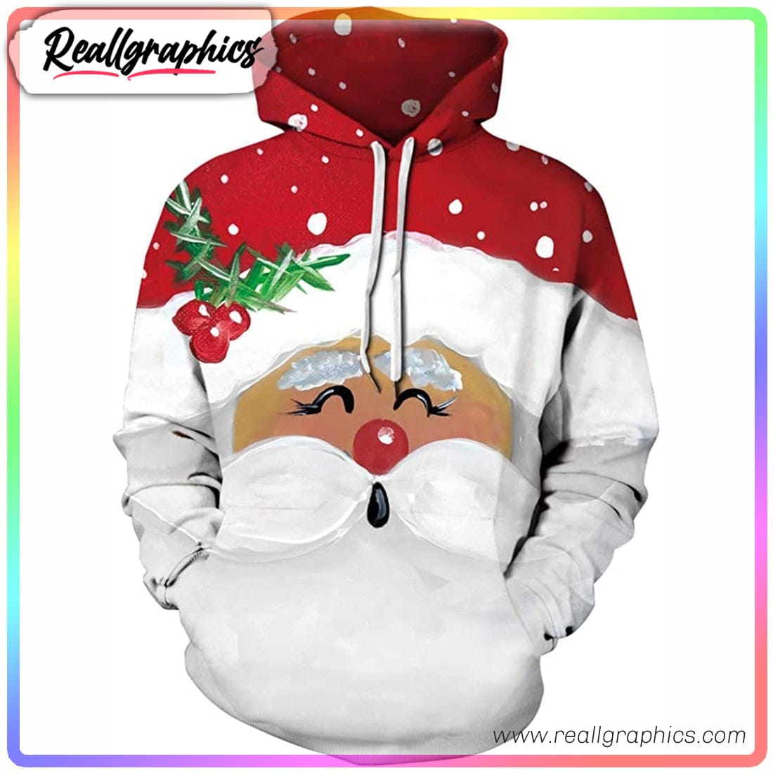 funny santa 3d printed hoodie