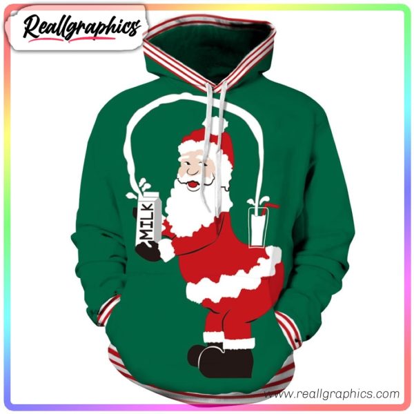 funny santa claus icon green 3d printed hoodie