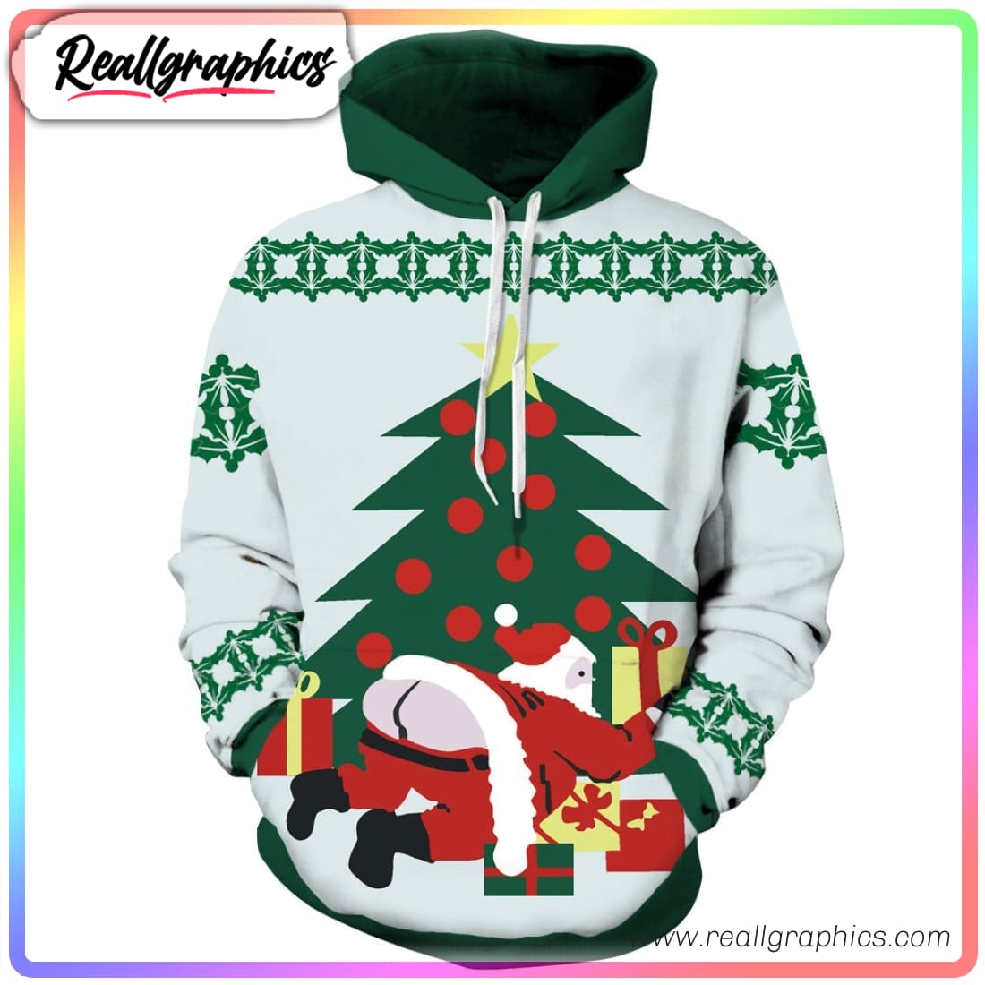 funny santa giving a present icon 3d printed hoodie