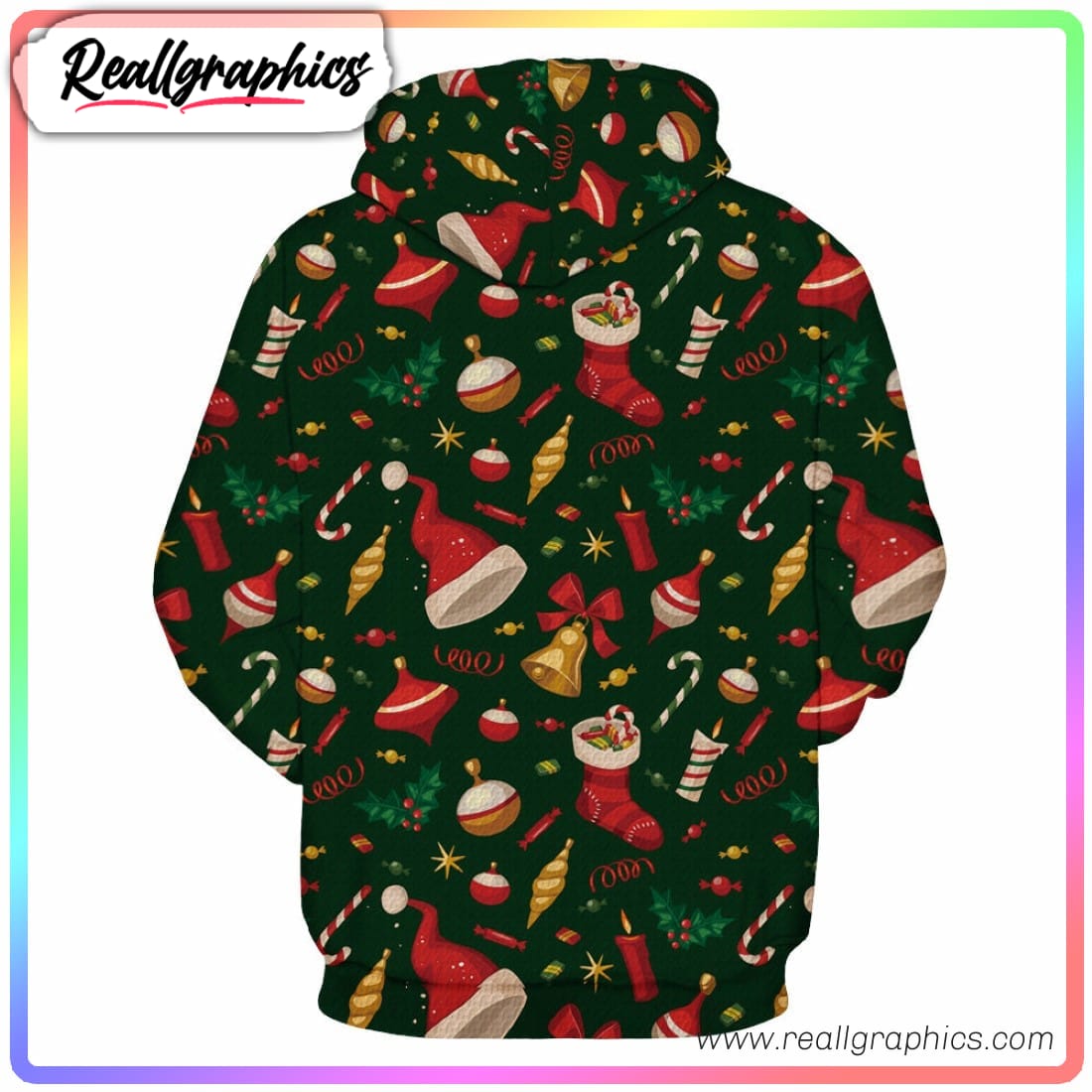 happy christmas hat icon super cute 3d printed hoodie