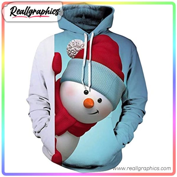 hiding snowman 3d printed hoodie