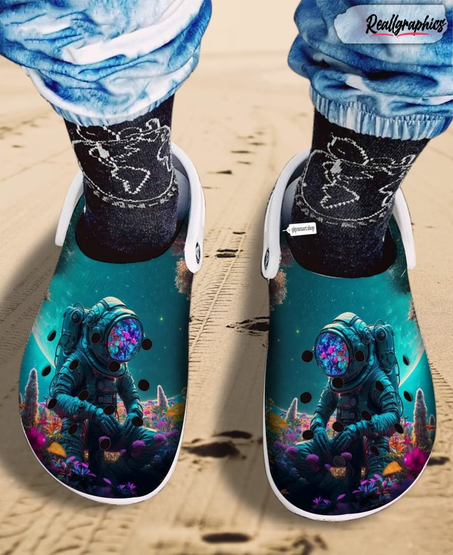 hippie tie dye astronaut oceans of possibilities rainbow dream world crocs shoes