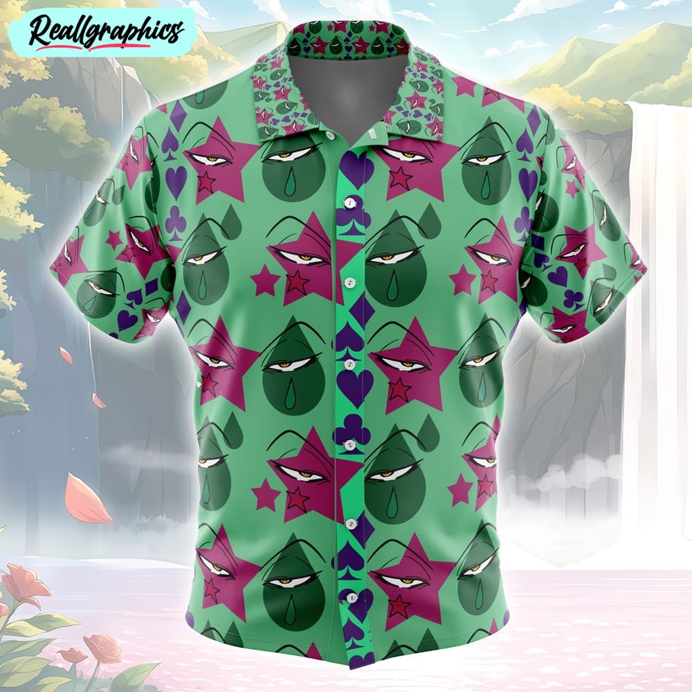 hisoka hunter x hunter button up hawaiian shirt