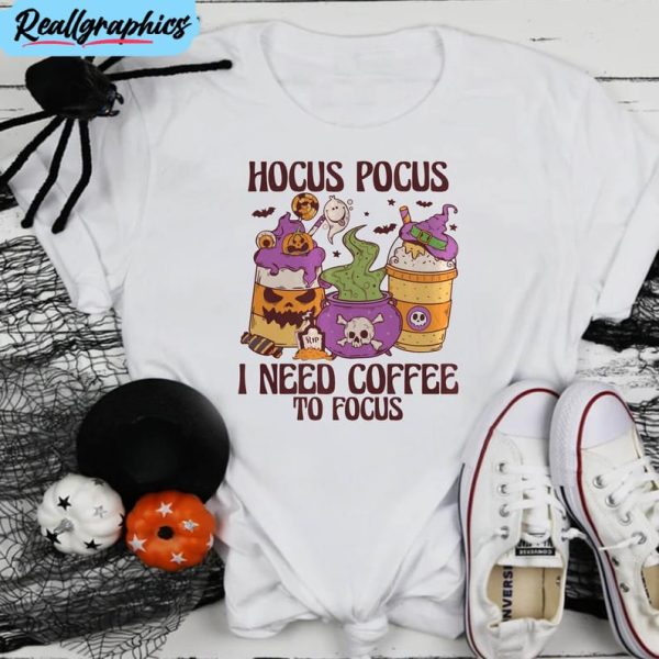 hocus pocus i need coffee shirt, retro halloween spooky season sweater hoodie
