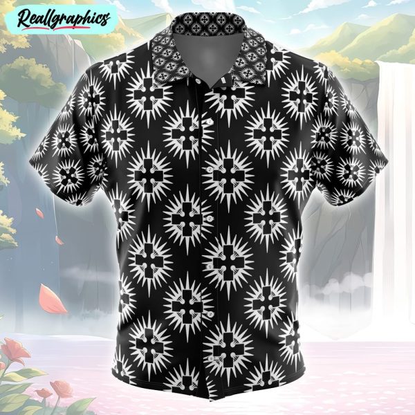 holy sol temple fire force button up hawaiian shirt
