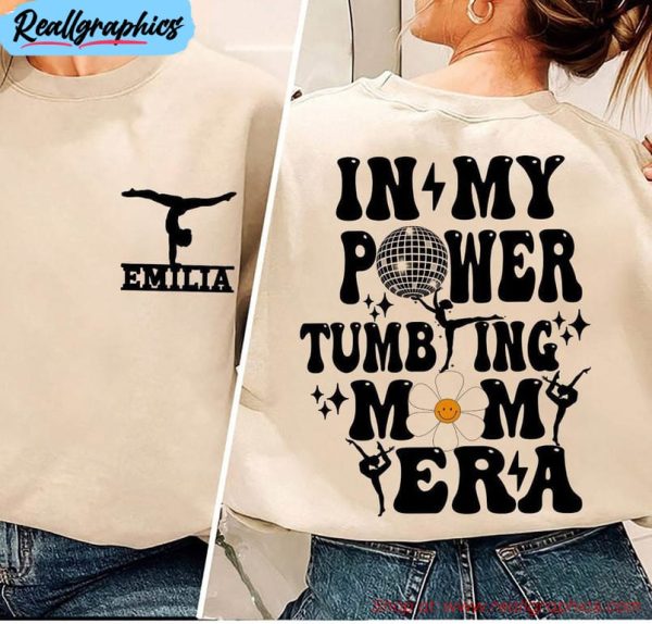 in my power tumbling mom era shirt, gymnastics mom unisex hoodie crewneck