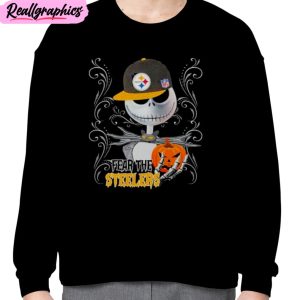 jack skellington fear the pittsburgh steelers pumpkin halloween unisex t-shirt, hoodie, sweatshirt
