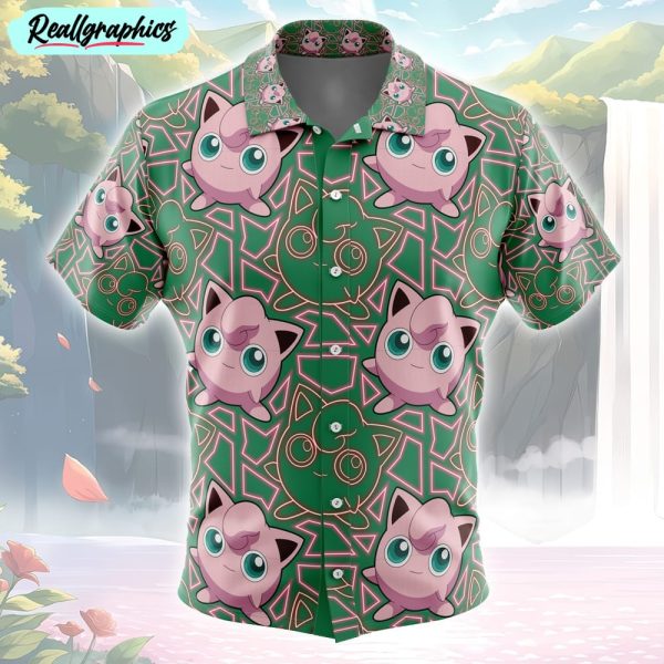 jigglypuff pokemon button up hawaiian shirt