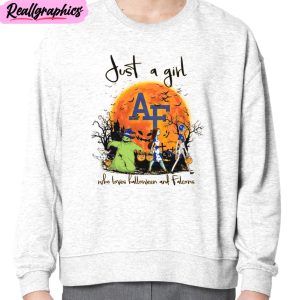 just a girl who loves halloween and air force falcons unisex t-shirt, hoodie, sweatshirt