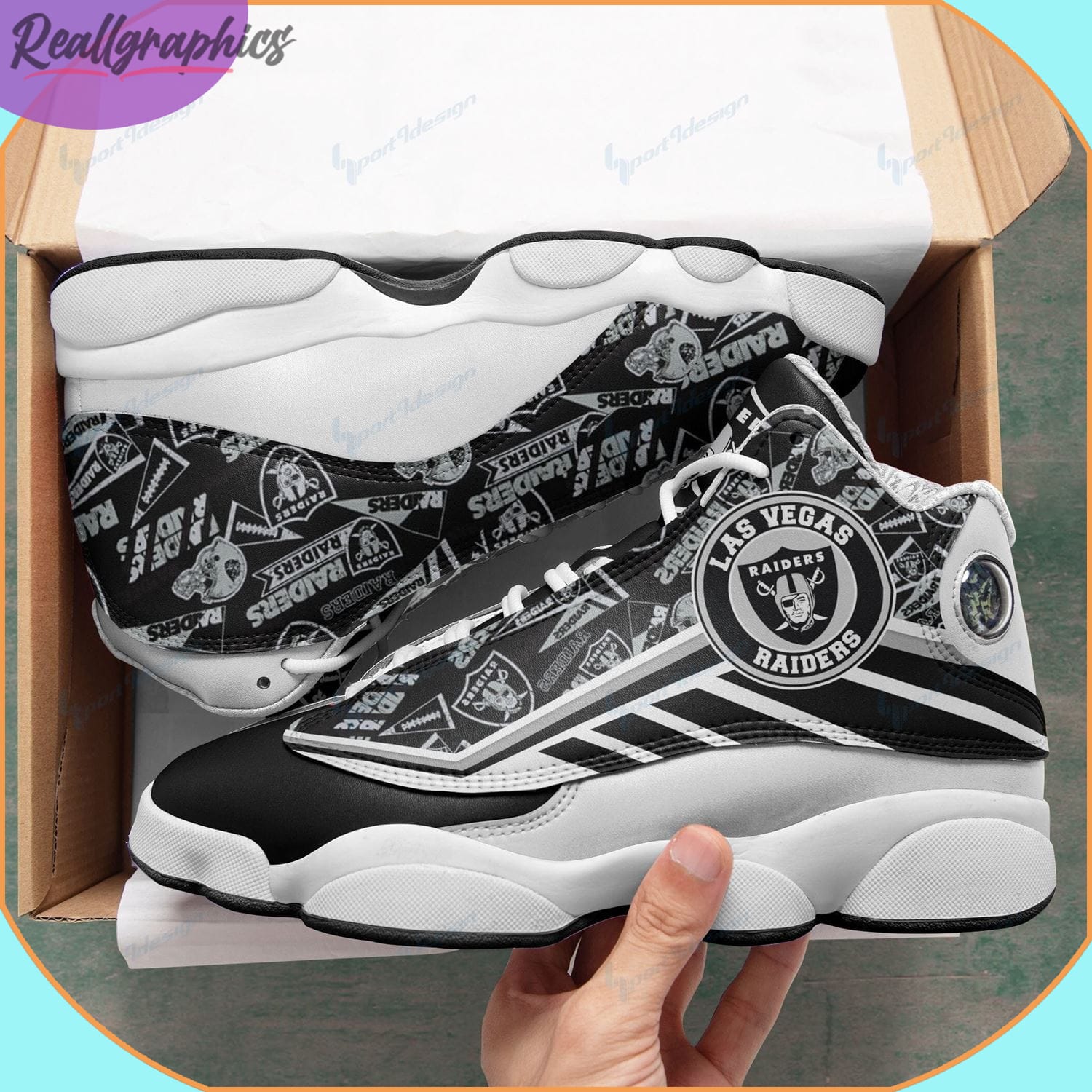Las Vegas Raiders Air Jordan 13 Sneakers - Reallgraphics