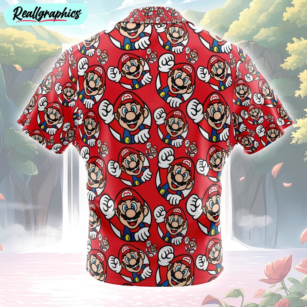 mario super mario button up hawaiian shirt