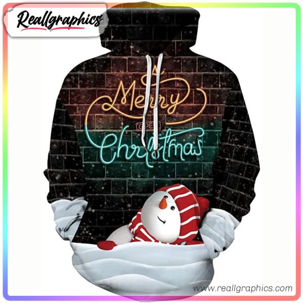 merry christmas cute snowman 3d printed hoodie