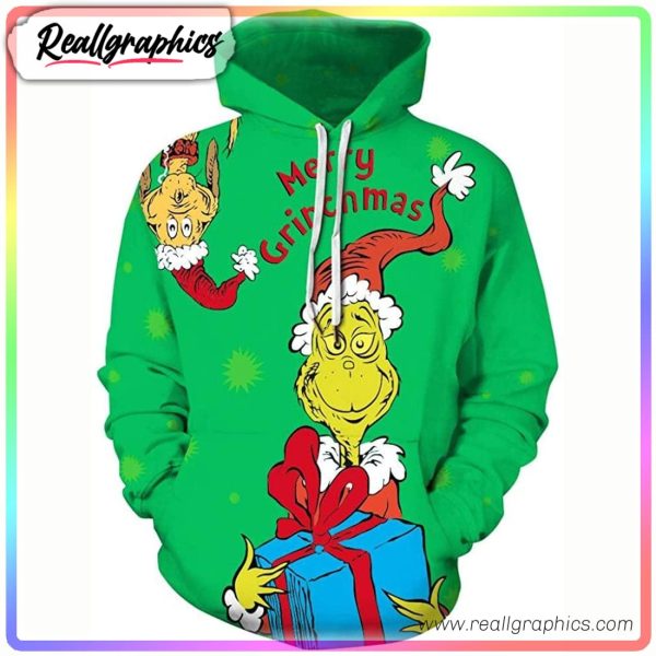 merry christmas green funny reindeer 3d printed hoodie