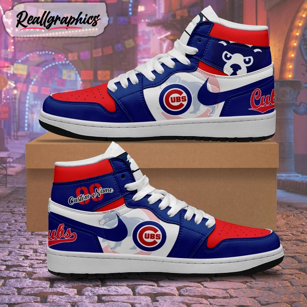 custom mlb chicago cubs nike logo jordan 1 high, cubs custom sneaker