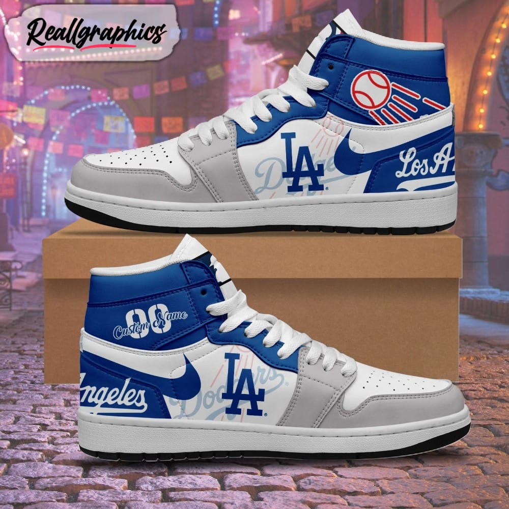 Custom MLB Los Angeles Dodgers Nike Logo Jordan 1 High, Dodgers
