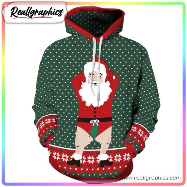 naughty santa claus cute icon green 3d printed hoodie