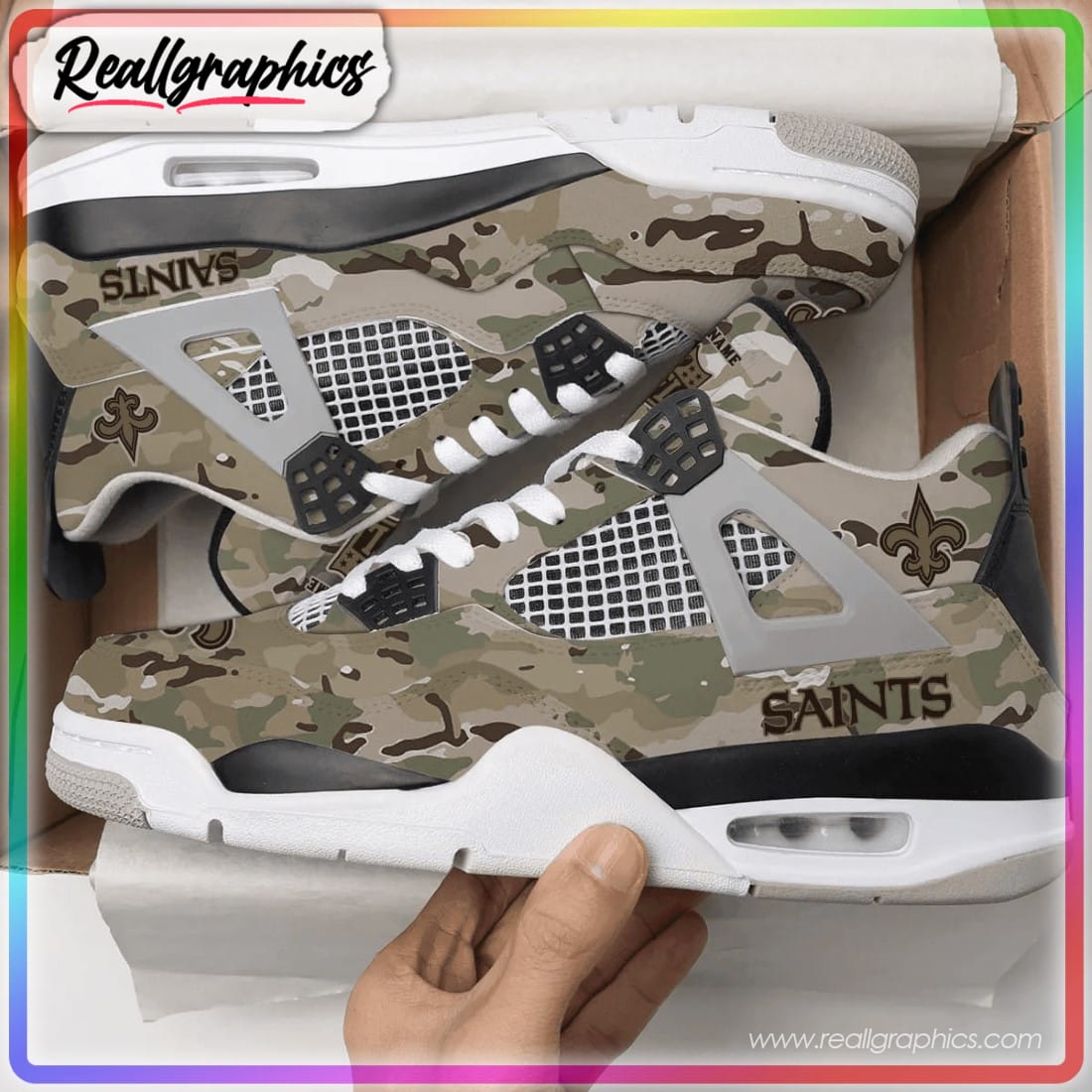 new orleans saints camouflage custom air jordan 4 sneakers