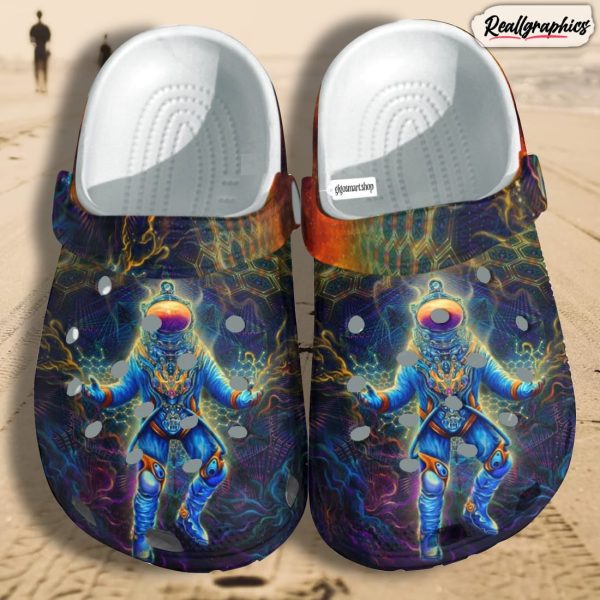 peace love hippie tie dye astronaut universe knowledge crocs shoes