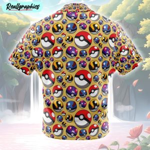 poke balls pokemon button up hawaiian shirt