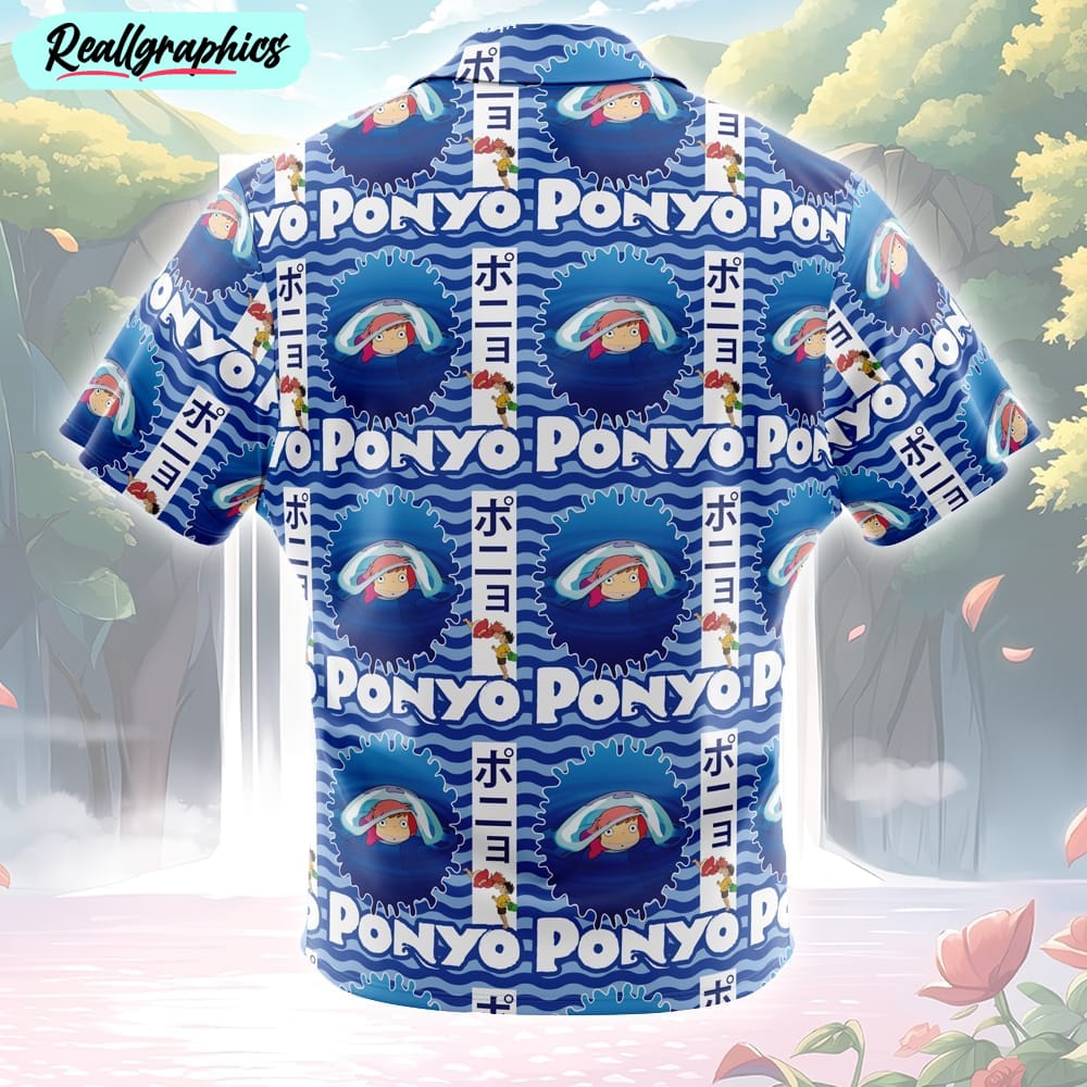ponyo studio ghibli button up hawaiian shirt