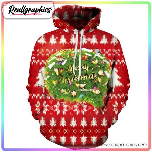 red christmas striped pattern icon 3d printed hoodie