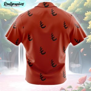 red pattern saitama one punch man button up hawaiian shirt