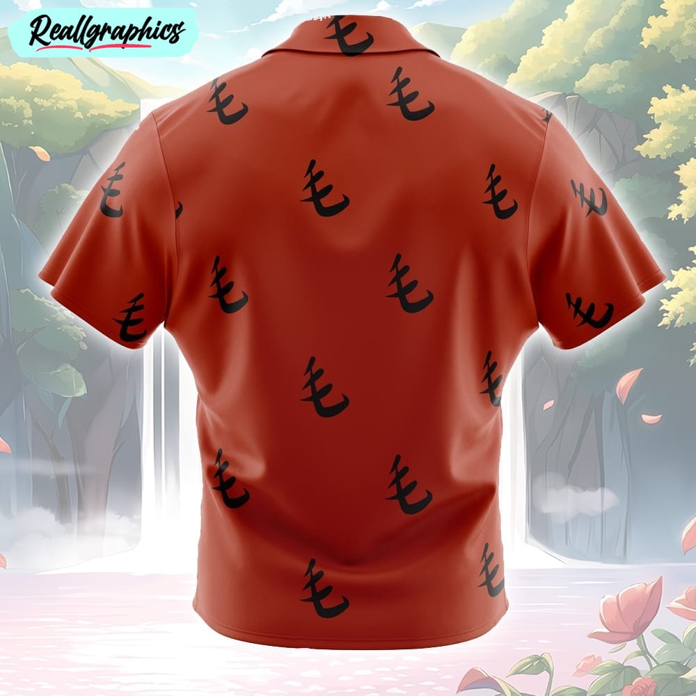 red pattern saitama one punch man button up hawaiian shirt