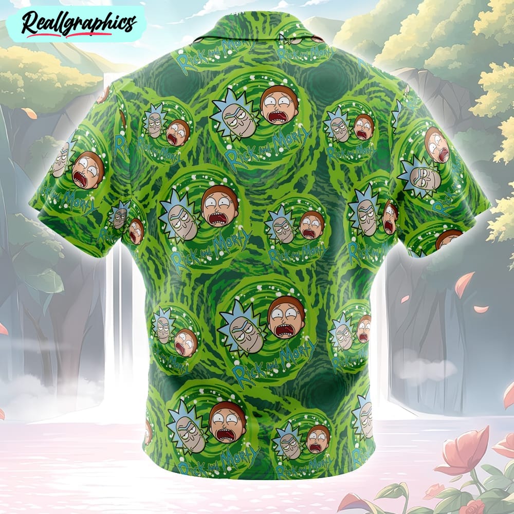 rick and morty trippy cosmic rick button up hawaiian shirt