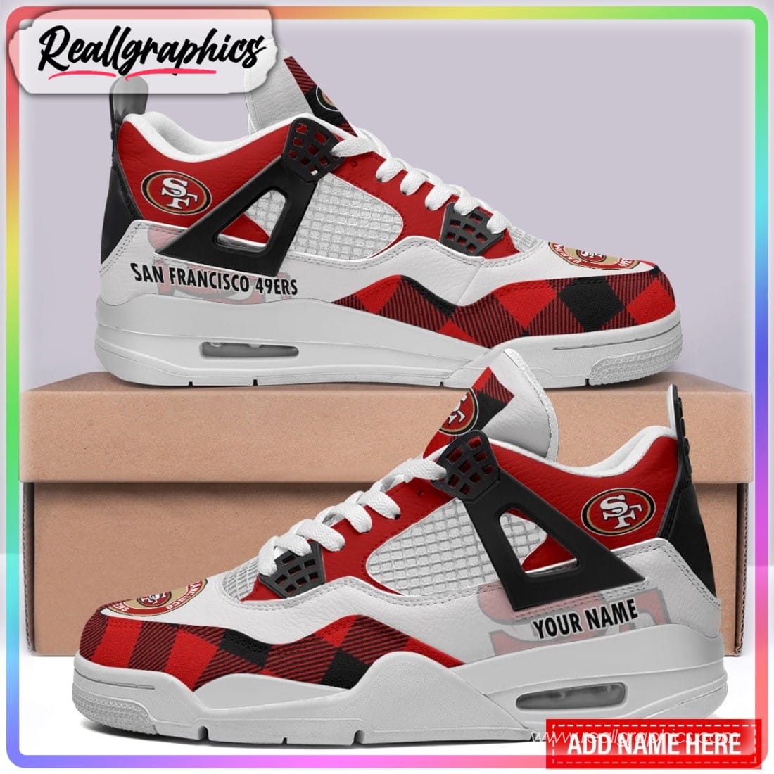 San Francisco 49ers Red Camouflage Custom Air Jordan 4 Sneaker -  Reallgraphics