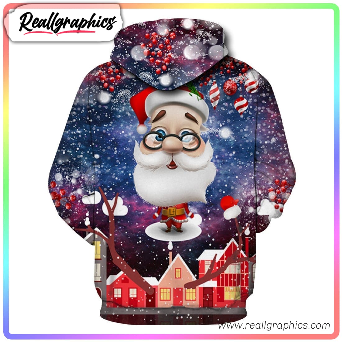 santa snowflake 3d printed hoodie