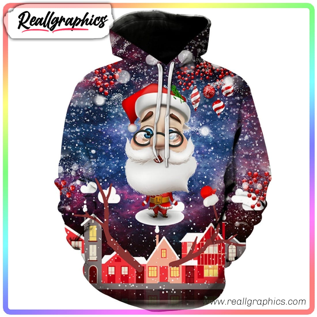 santa snowflake 3d printed hoodie