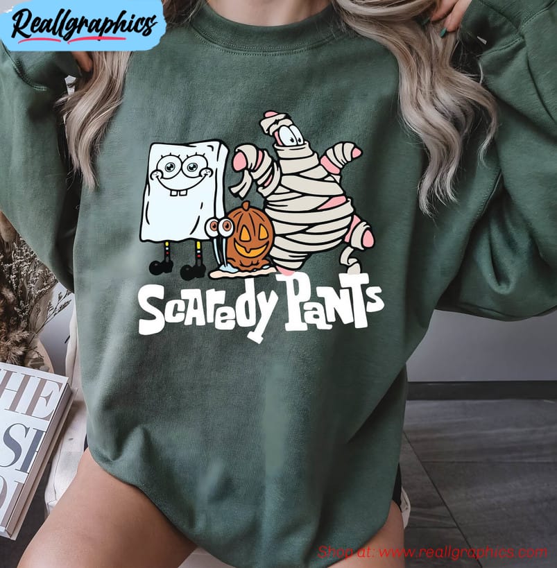 scaredy pants cartoon cute shirt , spooky halloween unisex hoodie sweater