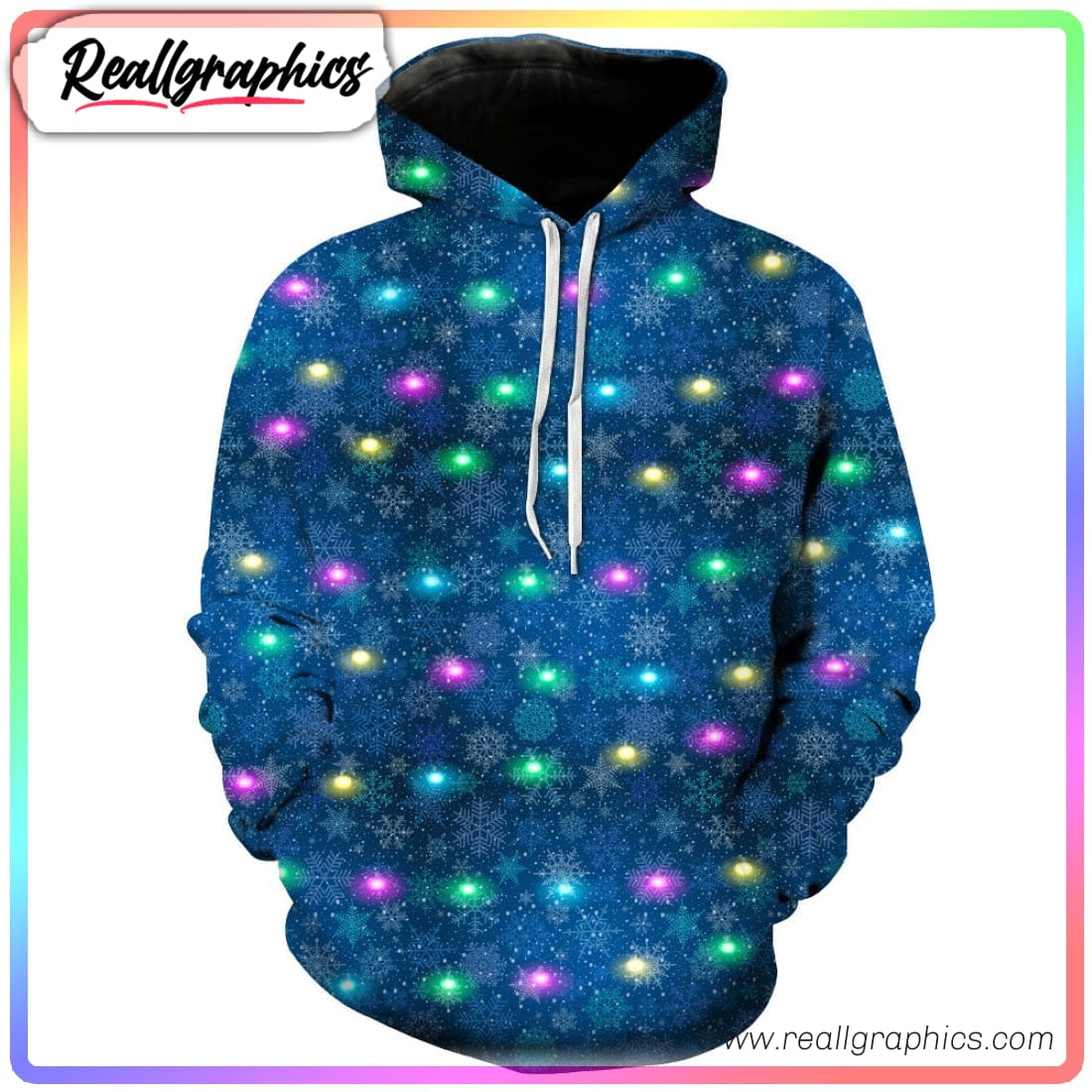 snowflake light 3d printed hoodie