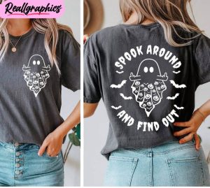 spook around and find out comfort shirt, spooky season ghost middle sweater long sleeve