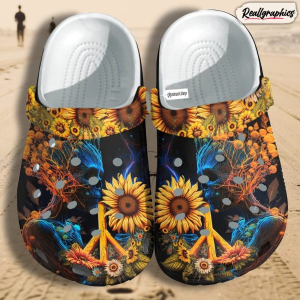 sunflower skull hippie tree dream tie dye crocs shoes