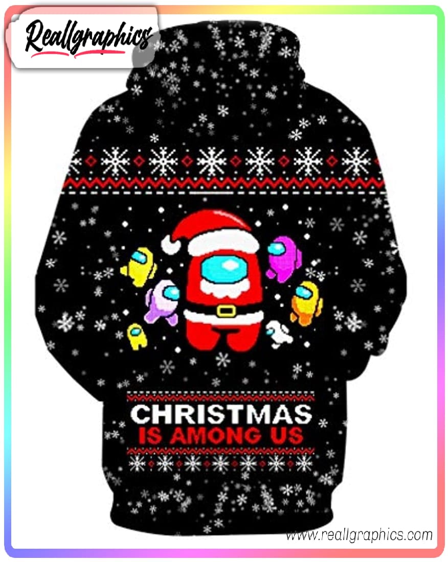 video game among us 3d print christmas snowflake among us drawstring 3d printed hoodie