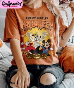 vintage disney halloween comfort shirt, mickey every day is halloween tee tops unisex hoodie