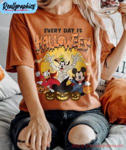 vintage disney halloween comfort shirt, mickey every day is halloween tee tops unisex hoodie