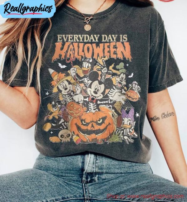 vintage disney mickey and friends shirt, skeleton halloween comfort hoodie long sleeve