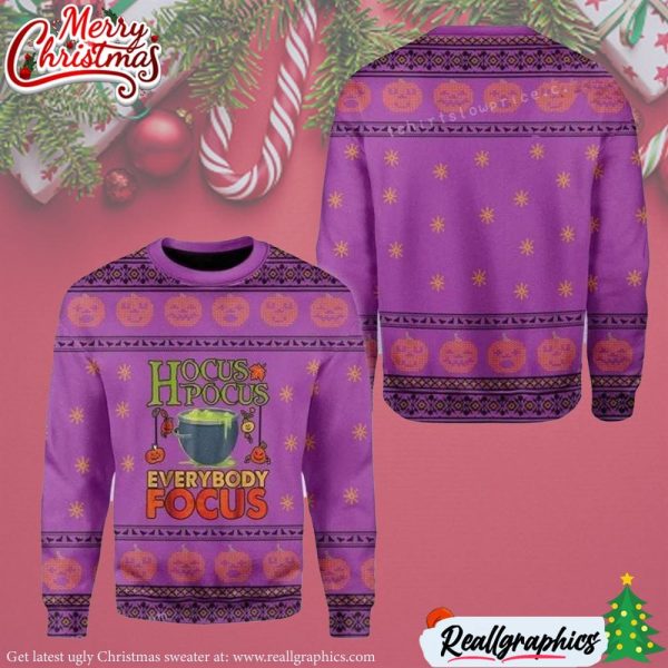witches hocus pocus everybody focus ugly sweater christmas
