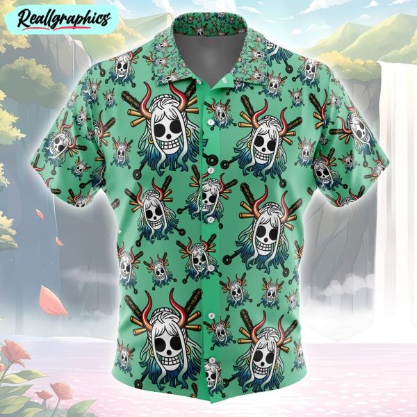 yamato jolly roger one piece button up hawaiian shirt