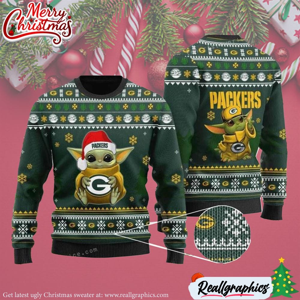 Yoda Baby Love Green Bay Packer Christmas Ugly Sweater - Reallgraphics