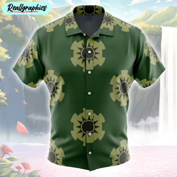 zoro's wano pattern one piece button up hawaiian shirt