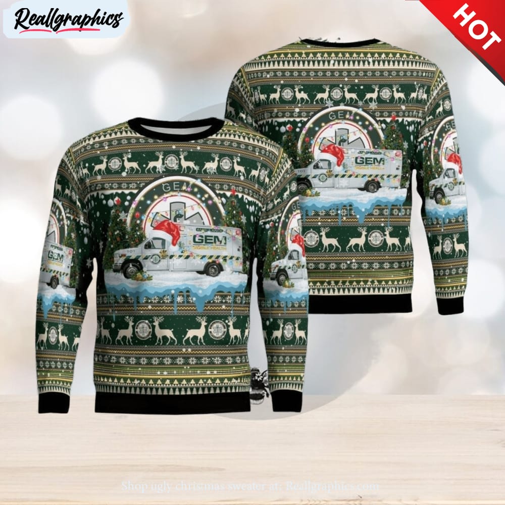 gem mobile health, lakewood, new jersey christmas aop ugly sweater , christmas sweatshirt for sale