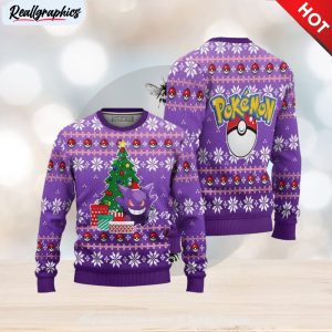 gengar pokemon ugly christmas sweater 3d gift for big fans