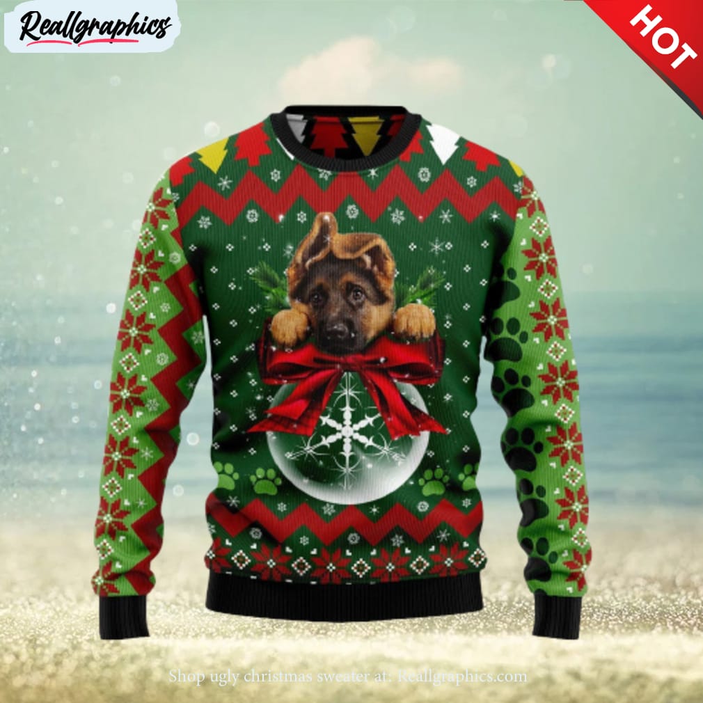 german shepherd ornament christmas ugly christmas sweater 3d gift christmas funny