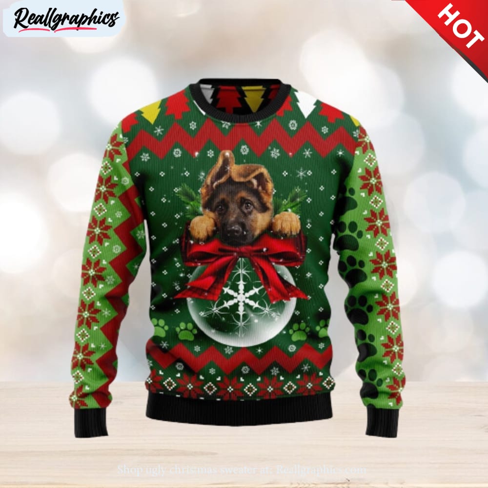 german shepherd ornament christmas ugly christmas sweater 3d gift christmas funny