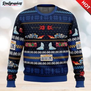get back in time for christmas back to the future ugly christmas sweater