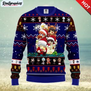 gintama ugly christmas sweater blue 1 amazing gift men and women christmas gift