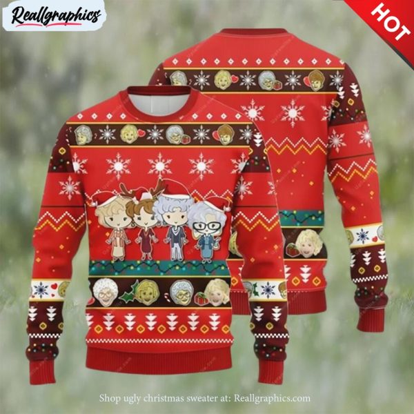 girls ugly christmas sweater, the golden girls ugly christmas sweater 3d for christmas